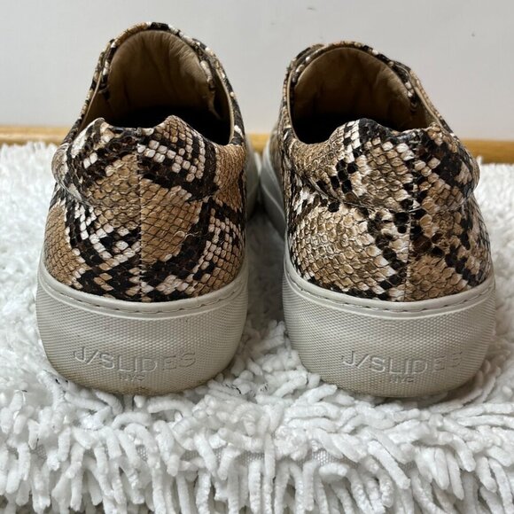 J Slides Heidi Leather Platform Slip On Sneaker Snakeskin Python Brown Size 8.5 - Picture 7 of 11